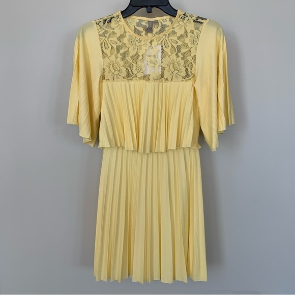 ASOS Light Yellow Pleated Dress Size 2 NWT - Picture 1 of 8